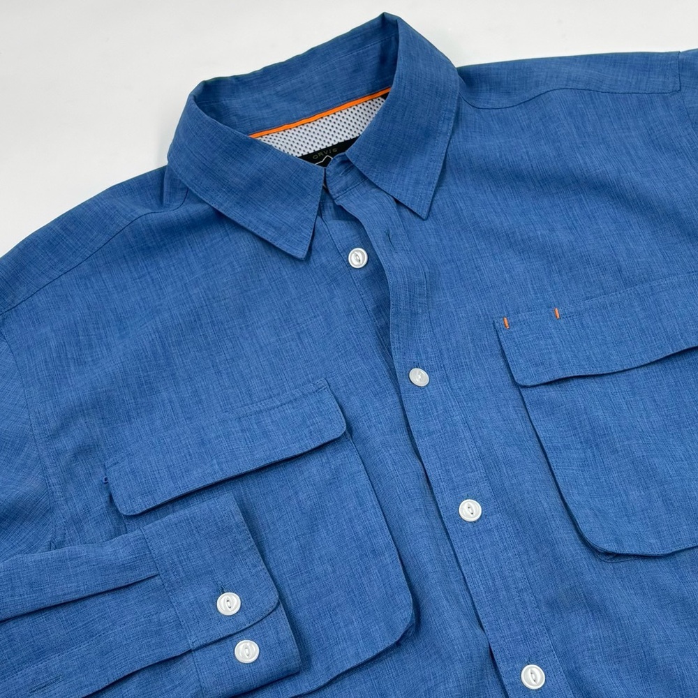Orvis Trout Bum Active Men's M Cotton Blue‎ Casual Button-Down Shirt